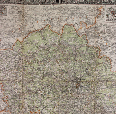 Карта Московской губернии в масштабе 10 верст в дюйме с показанием всех населенных пунктов, рельефа лесов, губернской и уездных границ и пр. / Московский книгоиздательский отдел К.В.Т.; в пользу голодающих. М.: Изд. картографического отдела Корпуса военных топографов, 1921.